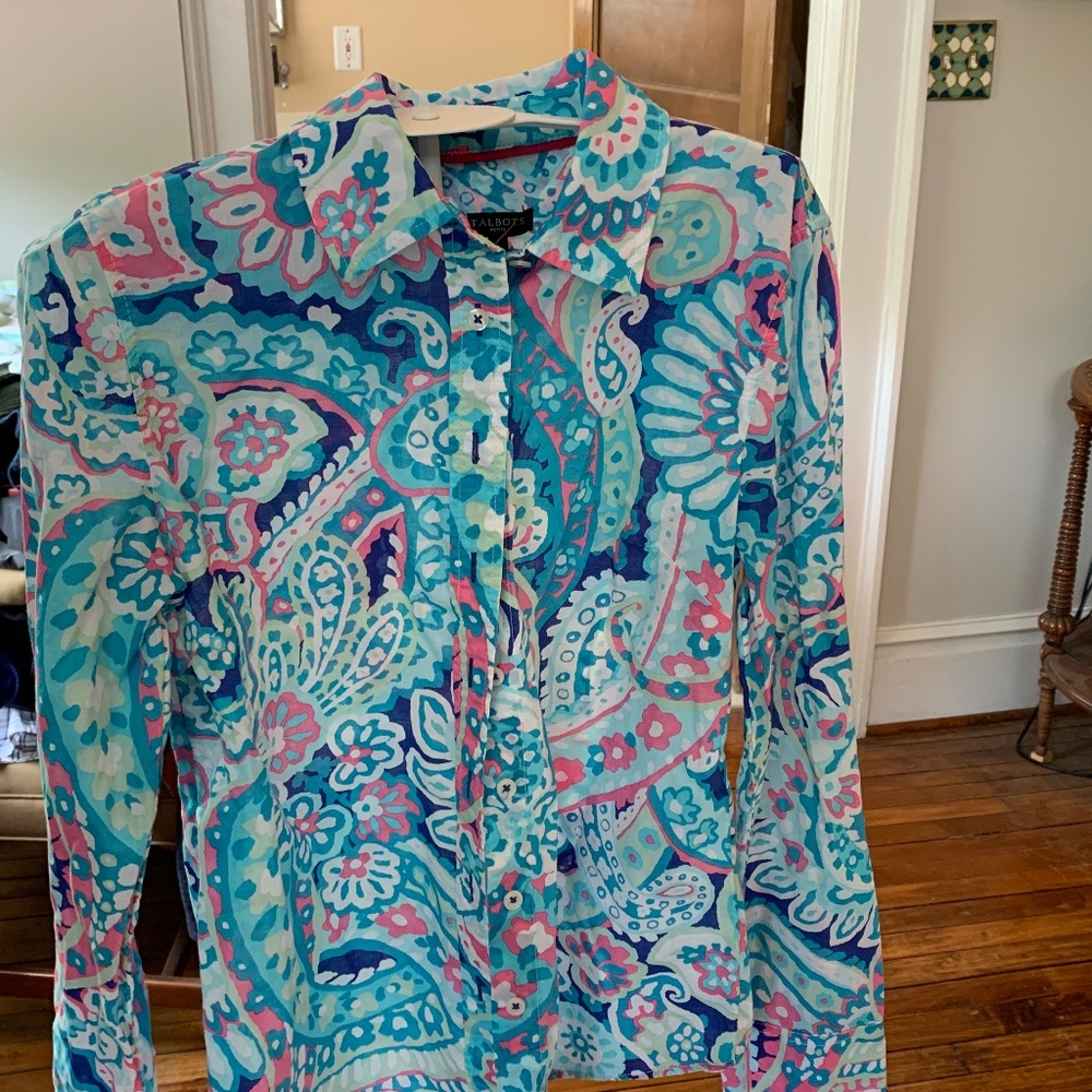 Talbots petites 100‎ percent cotton sheer blouse. Worn once. Retail 89.50